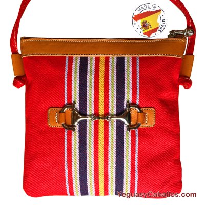 Bolso bandolera bocado caballos campero rojo pequeño