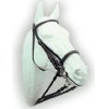Cabezada montar cuero negro doble rienda con ribete blanco