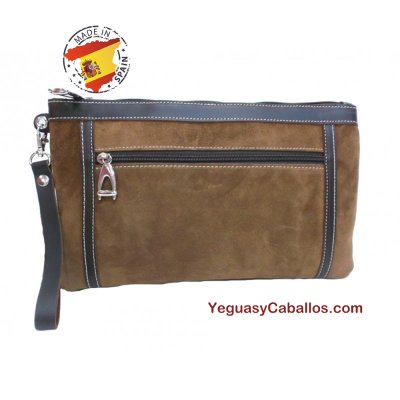 Cartera de mano de serraje ecuestre