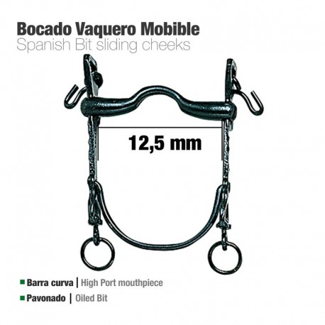 Bocado vaquero barra curva movible pavonado