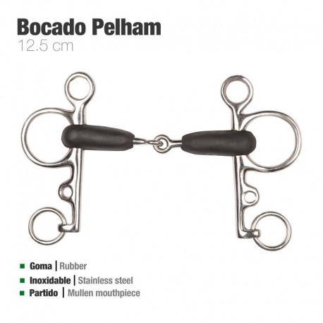 Bocado Pelham partido goma económico inox