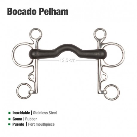 Bocado Pelham goma puente económico inox