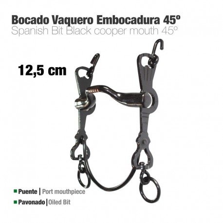 Bocado vaquero embocadura 45º 3C pavonado