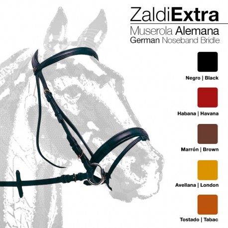 Cabezada de montar inglesa Zaldi Extra muserola alemana