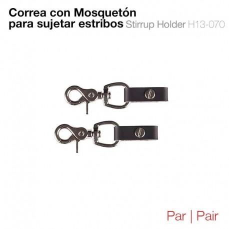 Correa con mosquetón para sujetar estribos