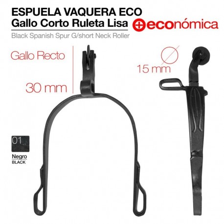 Espuela vaquera ECO gallo corto ruleta lisa