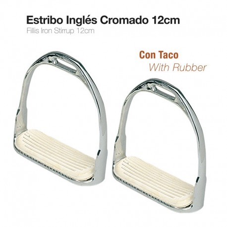 Estribo inglés cromado con taco 12cm