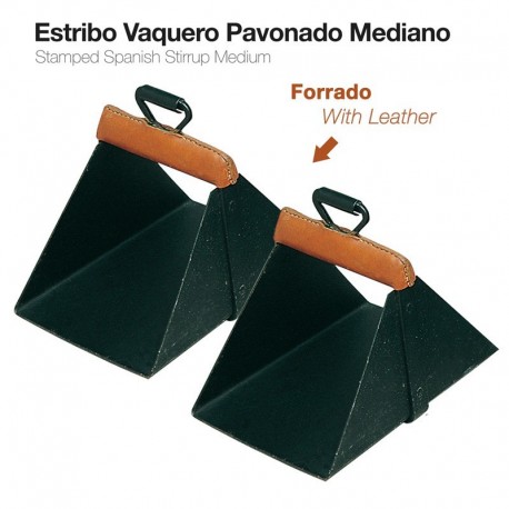 Estribo vaquero pavonado forrado