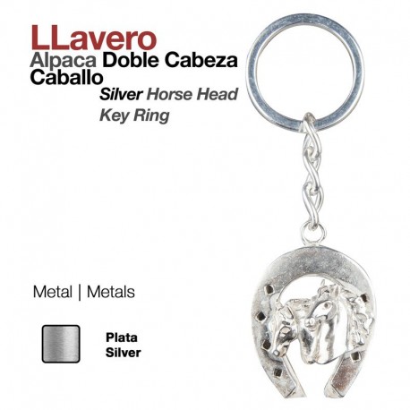 Llavero alpaca doble cabeza caballo