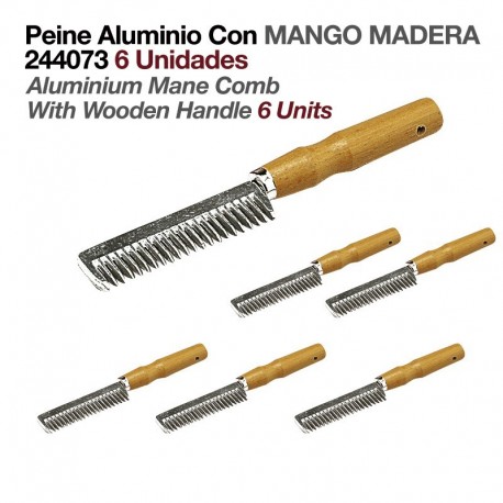 Peine aluminio con mango madera