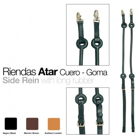 Riendas atar cuero goma larga