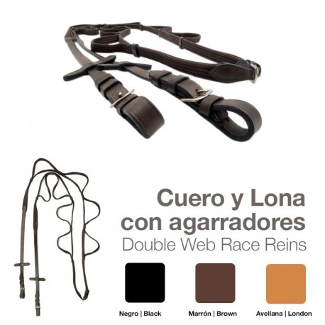 Riendas cuero lona con agarradores