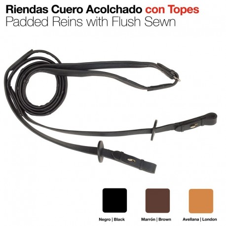 Riendas cuero acolchado con topes