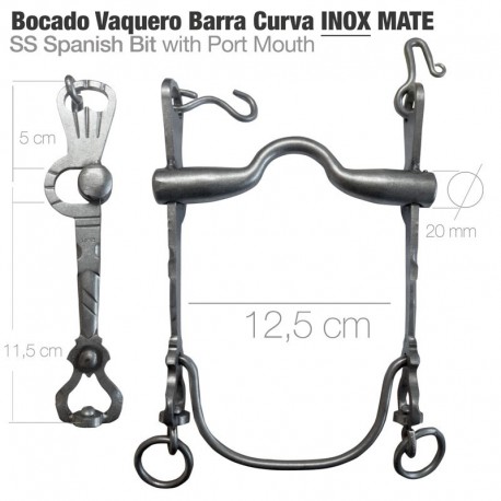 Bocado vaquero barra curva 2D inox mate