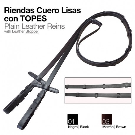 Riendas cuero lisas con topes