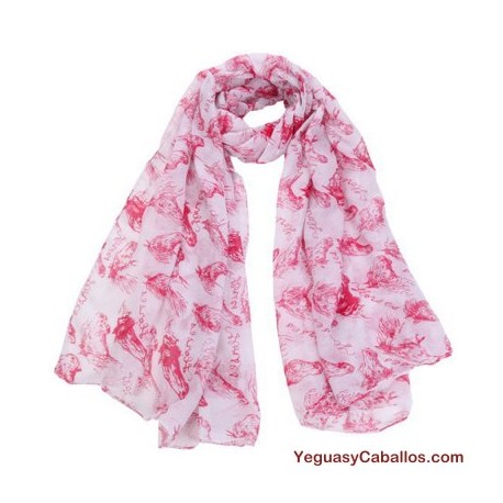 Pañuelo fular caballos rosa